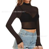 2024 Sexy Sheer Mesh Long Sleeve Crop Top – Women's Europe and America-Style Lingerie Top for Bold Confidence thumbnail