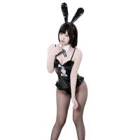 Glossy PU Bunny Girl Costume - Sexy Leather-Look Bodysuit with Open-Crotch Design for Role Play & Cosplay thumbnail