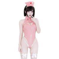Kuiyun Anime Nurse Cosplay Costume - Sexy Open-Crotch PVC Bodysuit with Hidden Snap Closure thumbnail