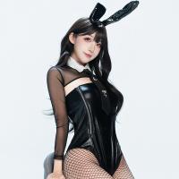 Guiyun Black Leather Bunny Girl Costume - Sexy Anime Cosplay Deadstock Swimsuit Set for Women