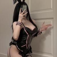 Glowing Cloud Sexy Bunny Girl Bodysuit - Seductive Vinyl Uniform Set for Lingerie & Sleepwear thumbnail