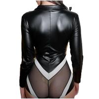 Genuine PU Racing Costume Bodysuit - Sexy Deep V Zipper Crotch Latex-Look Role Play Outfit for Adults thumbnail