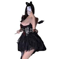Glowing Cloud Dark Fantasy Lingerie Dress - PVC Leather Sexy Devil Cosplay Outfit with Adjustable Straps thumbnail