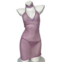 Sensual Lace Backless Sheer Vintage Qipao Sleepwear - Provocative No-Remove Nursing Lingerie Set thumbnail