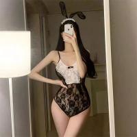 Lace Bunny Girl Costume for Plus Size Women - Seductive Queen Bodysuit for Nightclub, Stage & Hotel Role Play thumbnail
