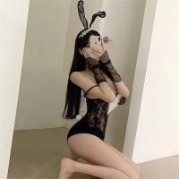 Lace Bunny Girl Costume for Plus Size Women - Seductive Queen Bodysuit for Nightclub, Stage & Hotel Role Play thumbnail