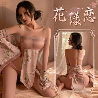 Mannyan Sensual Lace Lingerie Set - Japanese Kimono Style Two-Piece Sheer Mesh Bra Top with Floral Shimmer Detail thumbnail