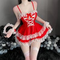 Qingruohan Maid Costume Lingerie Set – Sexy No-Remove Sleepwear Robe for Small Bust Women, Tempting Bedroom Outfit thumbnail