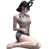Sexy Secretary Outfit for Small Bust - Sheer Bodycon Skirt Set, Flirty Lingerie-Inspired Costume for Women thumbnail