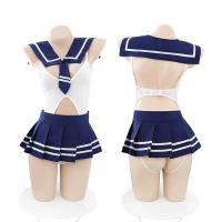Adorable Schoolgirl Bodysuit Set - Cute JK Style Open-Crotch Sleepwear & Gym Outfit for Women thumbnail