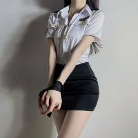 Airu Airu Sexy Flight Attendant Costume for Women - Police Role Play Skirt Set, Provocative Uniform Outfit thumbnail