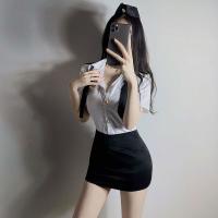 Airu Airu Sexy Flight Attendant Costume for Women - Police Role Play Skirt Set, Provocative Uniform Outfit thumbnail