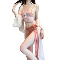 Ancient Chinese Lingerie Set - Sexy Hanfu Sleepwear with Embroidery, Busty Bodysuit & Flirty Belly Dance Costume thumbnail