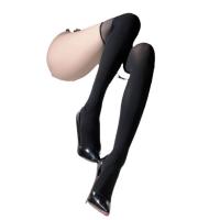 Black Over-the-Knee Sheer Stockings - Ultra-Thin Seductive Thigh Highs with Anti-Slip Band & Heart-Shaped Leg Cuffs thumbnail