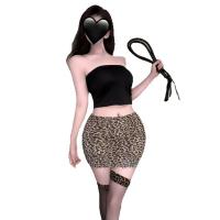 Butterfly Rain Secretary Temptation Leopard Print Sexy Cut-Out Bodysuit - Pure Desire Bodycon Lingerie Sleep Dress thumbnail