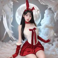 Christmas Bunny Costume for Women - Sexy Naughty Role Play Lingerie Dress, New Year Eve Outfit & Cosplay Ensemble thumbnail