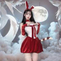 Christmas Bunny Costume for Women - Sexy Naughty Role Play Lingerie Dress, New Year Eve Outfit & Cosplay Ensemble thumbnail