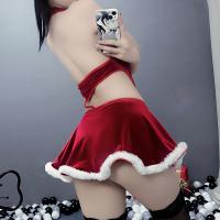 Christmas Naughty Lingerie Set for Couples - Cozy Fuzzy Winter Holiday Sleepwear with Tassels, Matching Outfit thumbnail