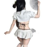 Classic Chinese Qipao Lingerie Set - Seductive Pure-Delight Sleepwear & No-Remove Uniform Dress with Vest thumbnail