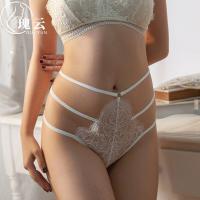Genuine Cloud Lace Thong Panties - Sexy Sheer Cross-Tie Cut-Out No-Remove Crotchless Briefs for Women thumbnail