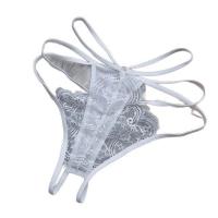 Genuine Cloud Lace Thong Panties - Sexy Sheer Cross-Tie Cut-Out No-Remove Crotchless Briefs for Women thumbnail