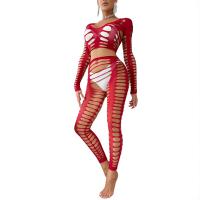 European-Style Lace Cut-Out Lingerie Set with Sheer Fishnet Pantyhose for Women – Seductive Busty Outfit thumbnail