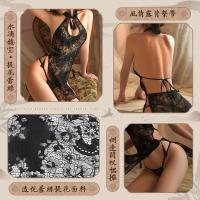 Femi Lace Cheongsam Lingerie Set - Sexy Sheer Silk Sleepwear & Strap Nightwear for Small Bust thumbnail