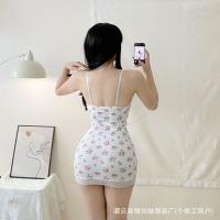 Floral Lace Trim Sleep Dress - Sexy Bodycon Short Nightgown with Built-in Padded Bra & Contrast Trim thumbnail