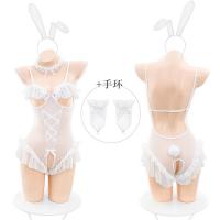 Golden Night Seductive Lace Bunny Costume - Pure & Tempting Open-Crotch Tight-Fit Erotic Lingerie for Women thumbnail