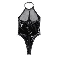 Gothic PVC Bodysuit for Women – Mirror-Finish Dark Nightclub Outfit with Open-Crotch & Cut-Out Bust thumbnail