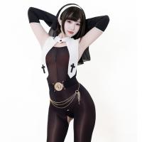Guiyun Original Design Nun Cosplay Lingerie Set - Seductive Lace Cut-Out & High-Slit Erotic Outfit thumbnail