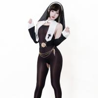 Guiyun Original Design Nun Cosplay Lingerie Set - Seductive Lace Cut-Out & High-Slit Erotic Outfit thumbnail
