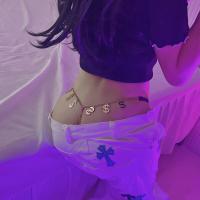 Guiyun Sexy Lace Thong - Pure Temptation Sheer Gold-Embellished Punk Chain Bikini Briefs for Women thumbnail