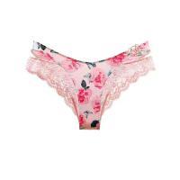 Ice Silk Lace Triangle Panties - Seamless Pure & Sensual V-Cut Hip-Lift T-Pant with Hollow-Out Detail thumbnail