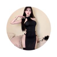 Jiayin Sexy Lace Bodycon Dress - Sleeveless High-Waisted Sheer Side-Slit Uniform Style Erotic Lingerie thumbnail