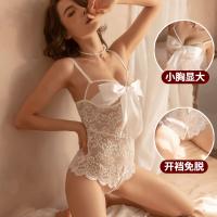 LaruRu Lace Bodysuit with Bow Detail - Seductive Open-Crotch Tight-Fit Erotic Lingerie for Women thumbnail
