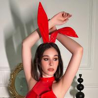 Leather Bunny Ears Headband - Adorable Handmade Rabbit Ear Cosplay Accessory for Parties, Photoshoots & Costume Events thumbnail