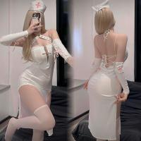 Giyun Nun Costume Lingerie Set - Gothic Anime Hook-Neck Long Dress Cosplay Sleepwear for Halloween & Roleplay thumbnail
