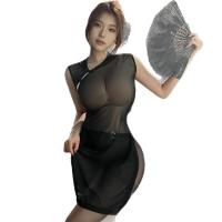 Muroa Vintage Cheongsam Sheer Long Nightgown - Seductive Tight-Fit Lingerie for Women, Sensual Driving & Sleep Dress thumbnail