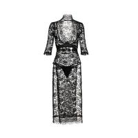 Sexy Lace Lingerie Long Dress with Side Slit - Tempting Bodycon Uniform Sleepwear for Women thumbnail