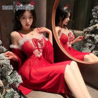 Mannyan New Year Lingerie Set - Sexy Sheer Sleep Dress & Fluffy Robe Costume for Christmas thumbnail