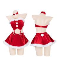 Mannyan New Year Lingerie Set - Sexy Velvet Off-Shoulder Christmas Reindeer Costume Outfit thumbnail