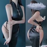 Midnight Temptation Lace Cheongsam-Inspired Sexy Sleepwear Set for Women – Seductive Bedroom Lingerie & Roleplay Outfit thumbnail