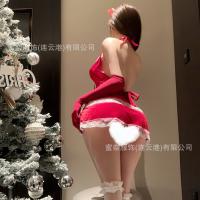Mina New Year Scarlet Night Slip Dress - Sexy Bare-Back V-Neck Lingerie Sleepwear thumbnail