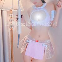 Pink Nurse Lingerie Set - Sexy Sheer Cut-Out Two-Piece Adult Costume for Women thumbnail