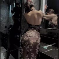 Plus Size Chinese Style Qipao Lingerie Set - Sexy Lace Backless Vintage Erotic Costume Dress thumbnail