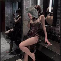 Plus Size Chinese Style Qipao Lingerie Set - Sexy Lace Backless Vintage Erotic Costume Dress thumbnail