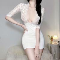 Plus Size Secretary Skirt Set - Sexy Lace OL Costume with Sheer Mesh, Role Play Outfit for Adults thumbnail