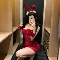 Plus Size Sexy Christmas Outfit - Bodycon Mesh Bodysuit & Skirt Set for Holiday Parties & Date Nights thumbnail
