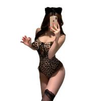 Pure & Seductive Lingerie Set - Leopard Print Cosplay Sleepwear for Women,Abstinence-Inspired Sexy Intimate Apparel thumbnail